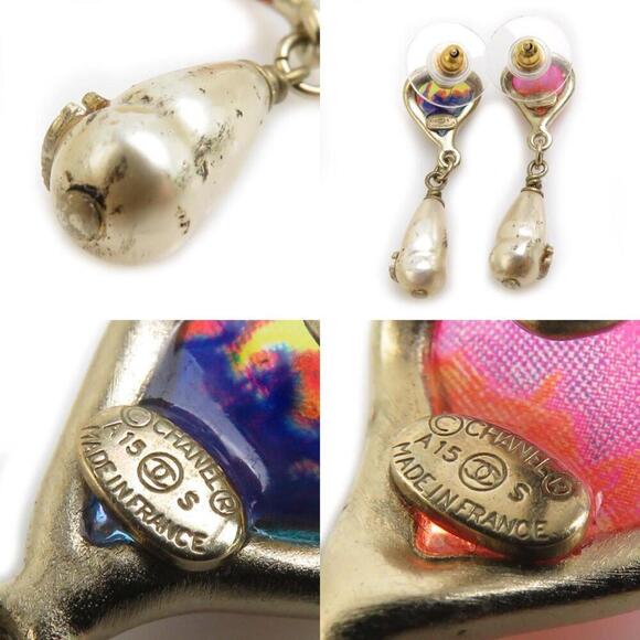 CHANEL White Pearl Logo Earrings